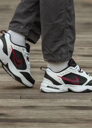 Женские кроссовки nike air monarch кожаные белые с черным найк монарх весенние (b)4 фото