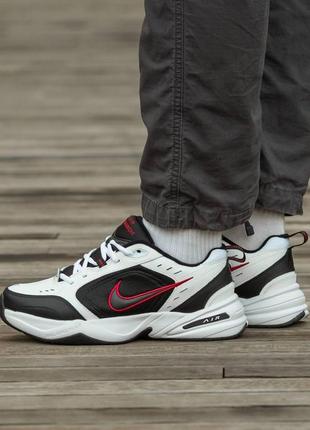 Чоловічі кросівки nike air monarch шкіряні білі із чорним найк монарх весняні (b)