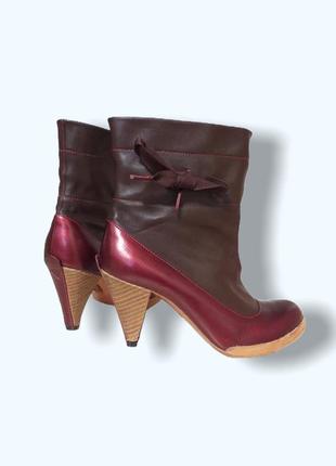 Новые кожаные сапожки ботинки ботильёны полусапожки бордового цвета1 фото