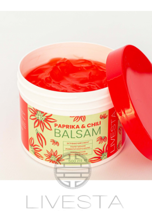 Бальзам з екстрактом червоного перцю та перцю чілі livesta, 500 мл