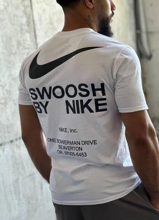 Мужская футболка nike big swoosh белая хлопковая летняя тенниска найк биг свуш спортивная на лето (b)