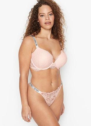 Трусики жіночі victoria’s secret, колір пудровий😍  стрази камінчики
