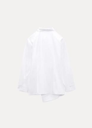 Шикарная белая базовая рубашка рубашка с поплина на завязке новые коллекции zara4 фото