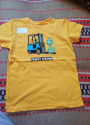 Футболка футболочка діно авто дино жовта жолтая