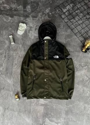 Мужская ветровка the north face из плащевки хаки с черным куртка зе норт фейс весенняя (b)1 фото