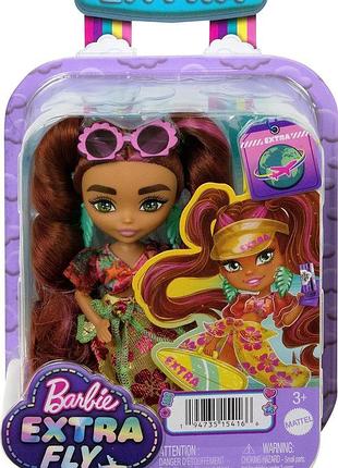 Лялька барбі екстра міні пляж barbie extra minis travel doll with beach