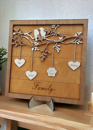 Семейное дерево с именами членов семьи панно рамка с именами оригинальный подарок дерево семьи семейное древо с именами