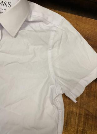 Детская рубашка с коротким рукавом marks&spencer (маркс и спенсер 5-6 лет 110-116 см идеал оригинал белая)6 фото