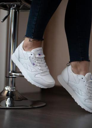 Кросовки белые reebok, кожаные кросовки, шкіряні кросівки на осінь