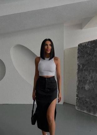 Спідниця джинс чорна і беж