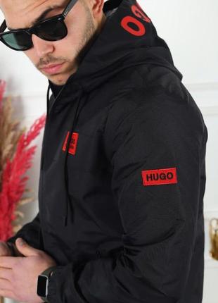 J вітровка чоловіча hugo boss курточка чолович на змійці з капюшоном premium якість/х'юго бос