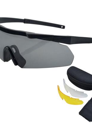 Тактичні окуляри чорні 3 комплекти змінних лінз fds