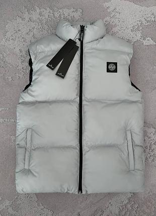 Чоловіча жилетка stone island сіра демісезонна весняна осіння | безрукавка стеганна стон айленд (b)
