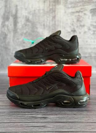 Мужские кроссовки nike air max tn текстильные черные найк аир макс тн весенние (b)1 фото