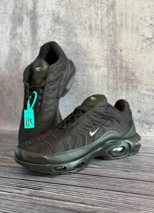 Мужские кроссовки nike air max tn текстильные черные найк аир макс тн весенние (b)3 фото