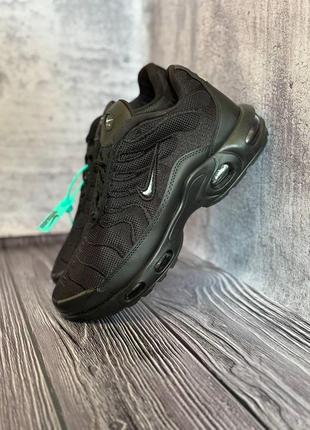 Мужские кроссовки nike air max tn текстильные черные найк аир макс тн весенние (b)4 фото