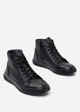 Черные ботинки из натуральной кожи на байке размер 414 фото