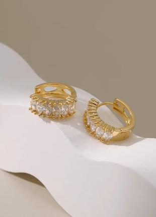 Сережки-кольца с камнями2 фото