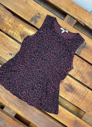 Женская майка в леопардовый принт new look (нью лук хлрр идеал оригинал черно-бордовая)1 фото
