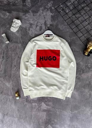 Чоловічий світшот hugo boss білий весняний осінній кофта хьюго босс без капюшона (b)