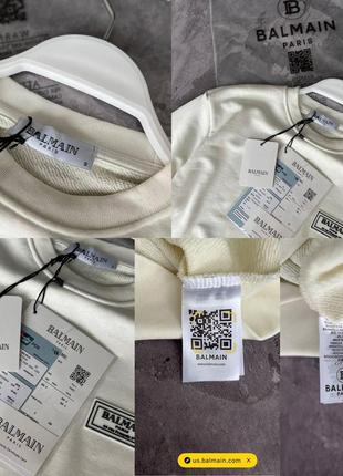 Мужской свитшот balmain белый весенний осенний кофта бальман без капюшона (b)6 фото