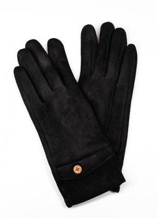 Черные перчатки с вставкой на манжетах размер 6