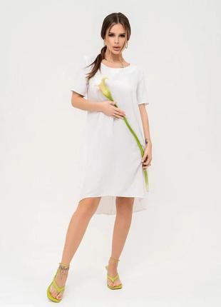 Белое асимметричное платье-баллон размер 4xl