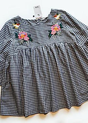 Стильная воздушная блуза с вышивкой цветы рубашка