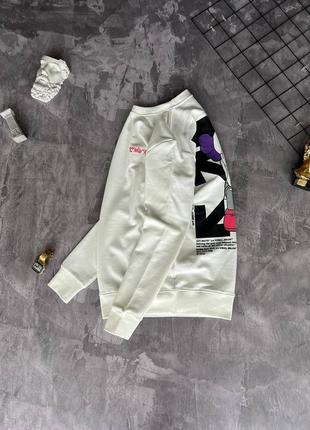 Мужской свитшот off-white белый весенний осенний кофта офф вайт без капюшона (b)4 фото