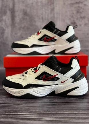 Мужские кроссовки nike m2k tekno черно-белые кожаные найк м2к текно (b)3 фото