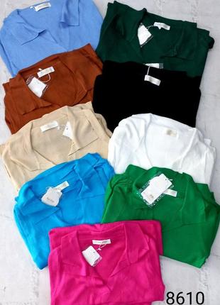 Костюм поло з довгим рукавом спідниця пліссе на гудзиках