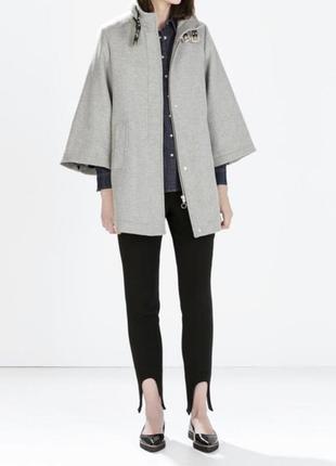 Zara. стильне пальто кейп. 50%вовна2 фото