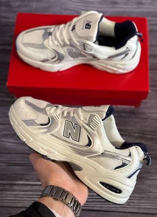 Мужские кроссовки new balance 530 белые кожаные текстиль нью беланс весенние осенние (b)