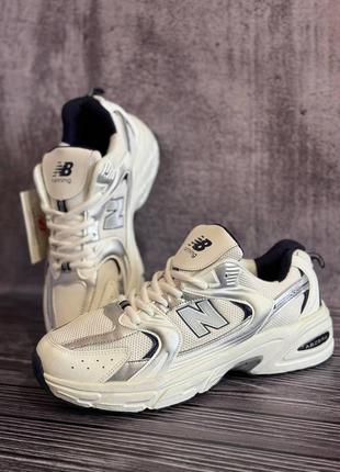 Мужские кроссовки new balance 530 белые кожаные текстиль нью беланс весенние осенние (b)8 фото