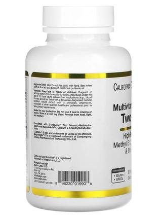 California gold nutrition мультивітаміни та мінерали для прийому двічі на день 60 рослинни cgn-019904 фото