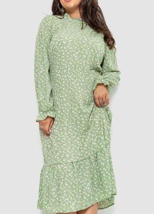 Платье шифоновое с принтом, цвет оливковый, l-xl 204r201-1.