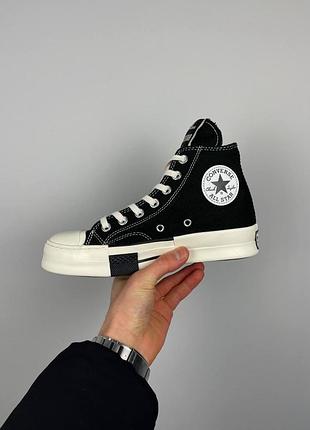 Жіночі кеди converse drkstar x rick owens високі чорно-білі текстиль кросівки конверс (b)