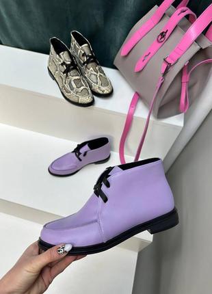 Екслюзивні черевики високі лофери з натуральної італійської шкіри та замші жіночі на шнурках6 фото