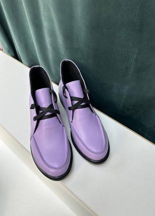 Екслюзивні черевики високі лофери з натуральної італійської шкіри та замші жіночі на шнурках5 фото