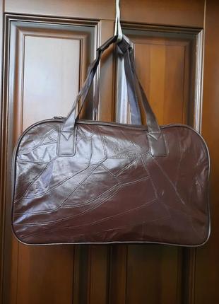 Дорожня шкіряна сумка, ручна поклажа, travel bag, спортивна сумка