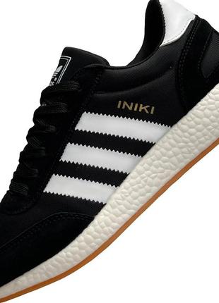 Мужские кроссовки adidas originals iniki текстильные черные с белым адидас иники весенние осенние (b)9 фото