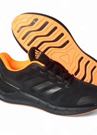 Розпродаж! adidas кросівки кеди чоловічі адідас весняні осінні демісезонні відмінна якість низькі текстильні легкі сітка чорні з помаранчевим2 фото