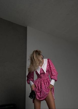 Ділова офісна сукня з комірцем класична демі квітковий принт3 фото