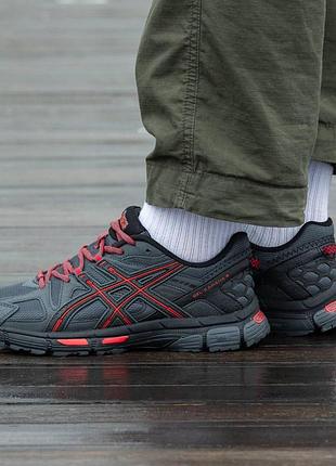 Чоловічі кросівки asics gel-kahana 8 в сітку сірі з червоним асікс гель кахана весняні (b)
