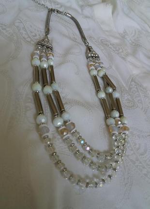 Винтажное хрустальное ожерелье на три нитки