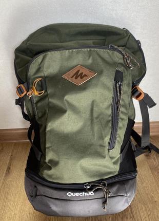 Рюкзак чоловічий/унісекс для туризму nh500 30 л khaki quechua1 фото