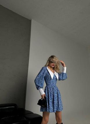 Ділова офісна сукня з комірцем класична демі квітковий принт2 фото