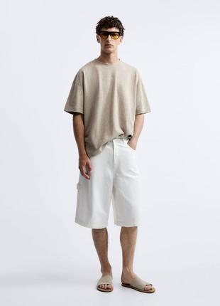 Футболка оверсайз беж s m zara6 фото