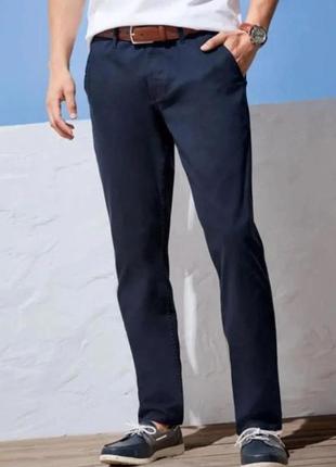 Штани чоловічі сині брюки бавовняні котонові тонкі слім фіт slim fit livergy1 фото