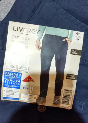 Штани чоловічі сині брюки бавовняні котонові тонкі слім фіт slim fit livergy5 фото